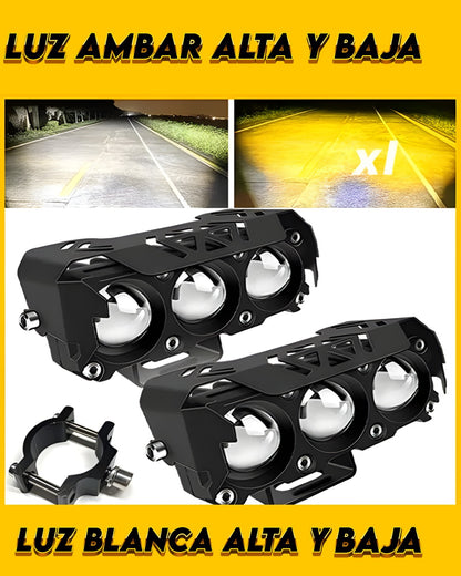 FAROS LED ULTRA POTENTES AMBAR 2 EN 1